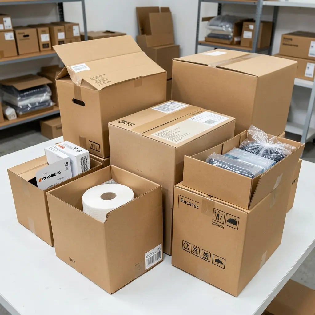 Professional packing materials and organised boxes