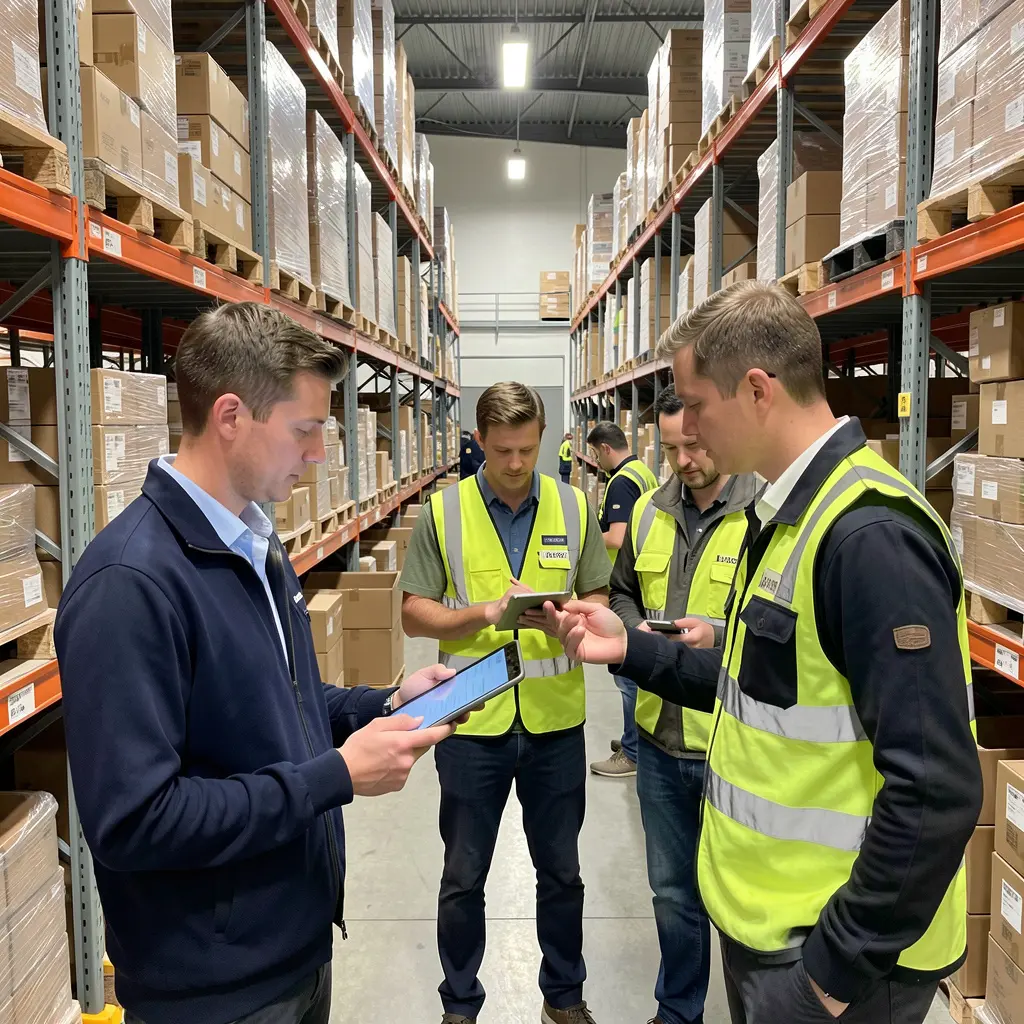 Team members in Bedford warehouse